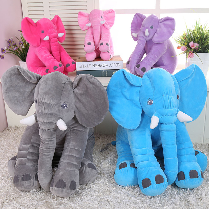 manufacturer direct wholesale cute elephant baby sleeping pillow plush toys， baby elephant doll comforter toys ragdoll female