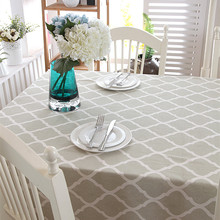 厂家棉麻现代简约几何菱形灰色蕾丝桌布茶几台布餐桌布一件代发