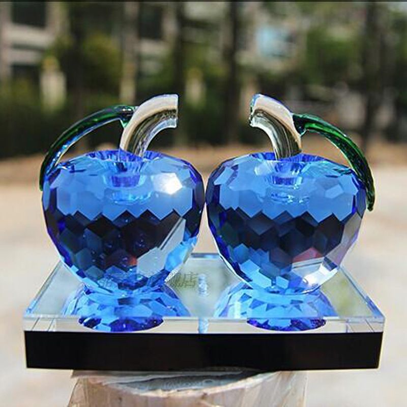 水晶双苹果摆件 出入平安汽车用品摆设礼品 生日礼物创意实-阿里巴巴