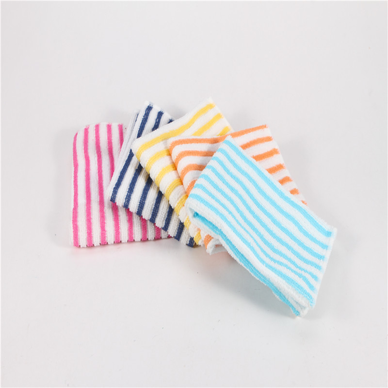 Rag Foreign Trade Export Stripe Oil-Free Multi-Functional Microfiber Rag Lazy Dishwashing Scouring Pad Dishes Cloth