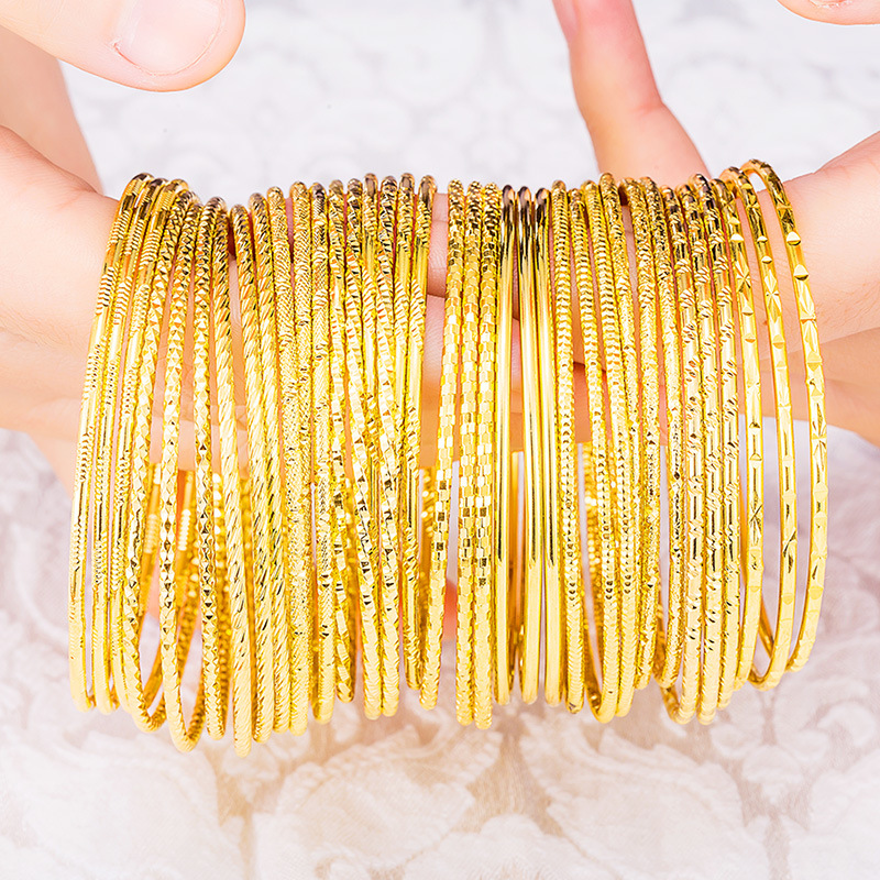 Vietnam Placer Gold Bracelet Female No Color Fading Bohemian Coil Hand Jewelry Brass Simulation Plated Pure Gold Bracelet