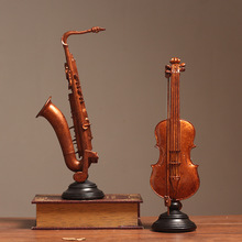 复古小提琴摆件创意家居客厅电视柜酒柜个性摆设室内装饰品道具