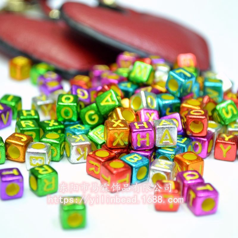 acrylic 6mm square letter beads scattered beads diy ornament accessories 8063#