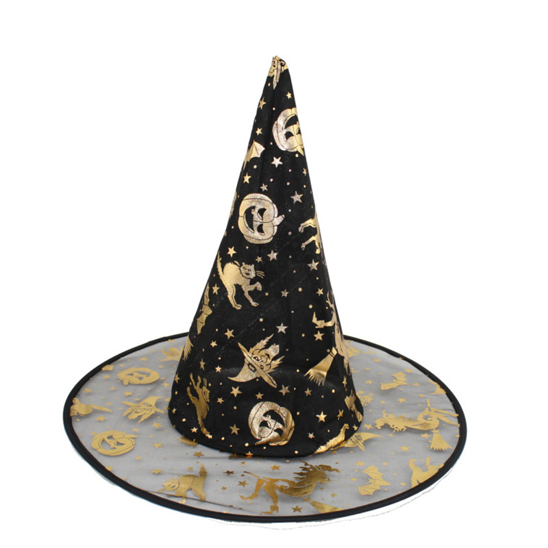 Halloween Single Layer Bronzing Yarn Cap Children Adult Wizard's Hat Cosplay Supplies Witch Hat Witch Hat Wholesale