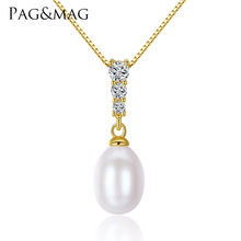 PAG&MAG S925银淡水珍珠吊坠项链时尚女项饰项链女跨境热销代发