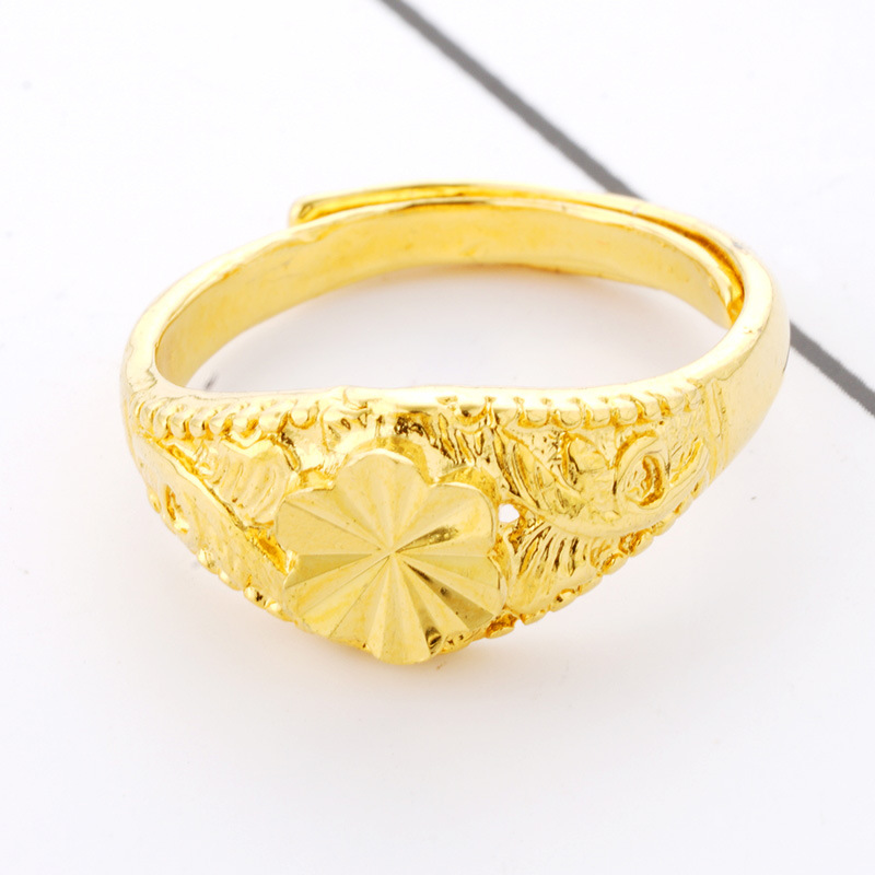 Alluvial Gold Ring Women's No Color Fading Niche Sweet Imitation Gold Women's Opening Ring Copper Alloy Accessories New Wholesale