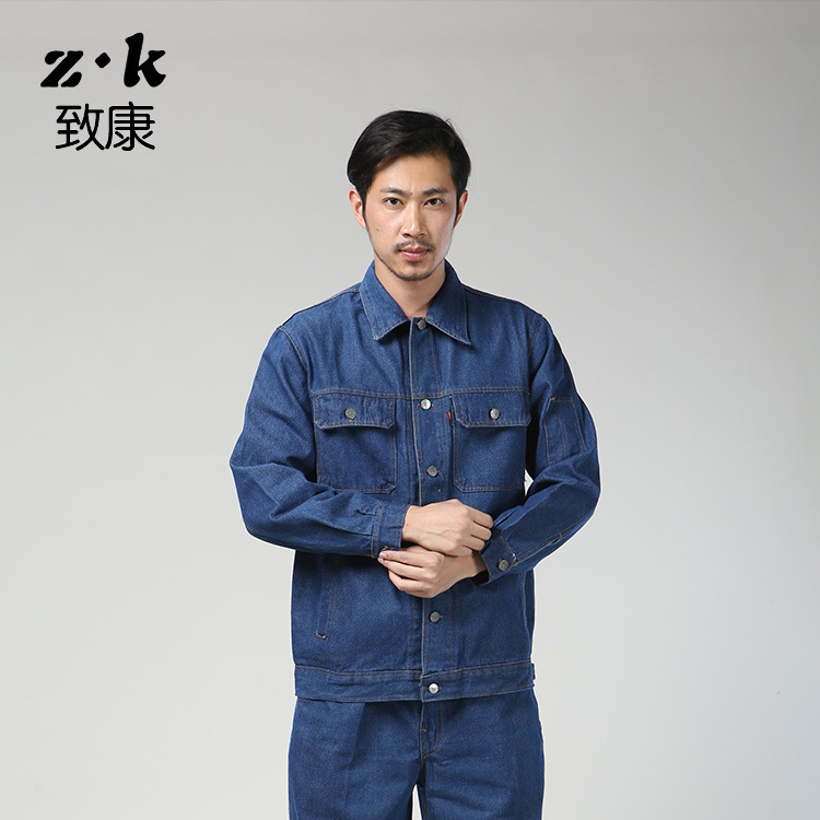 厂家直供 新款电焊牛仔服工作服 电力电网焊工汽修劳保服工装批发