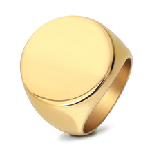 欧美不锈钢光面可激光Logo戒指22MM圆形光面简约时尚钛钢戒指批发