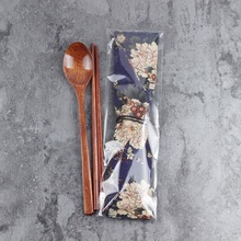 款厂家多颜色便携餐具筷勺叉包装收纳和风吸管布袋束口袋布套
