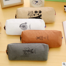 韩国日本可爱帆布巴黎记忆化妆袋简约创意男女式笔袋收纳袋大容量