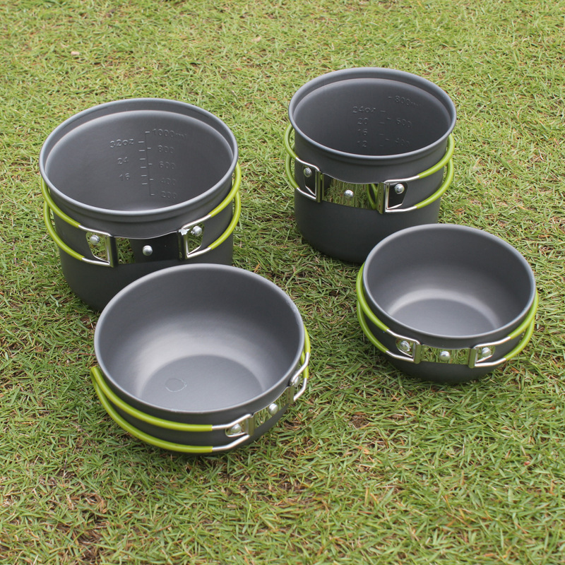Factory Sales 1-2 People Camping Hard Alumina Pot Outdoor Picnic Pot Combination Cookware Set Ds201