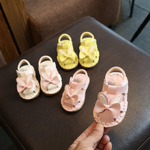 夏季新款女童凉鞋0-1岁婴儿鞋子宝宝软底学步鞋包头凉鞋批发代发