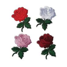 经典款多色小玫瑰服装布贴贴花贴布绣可现货商标绣花图案厂批发