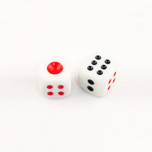 16#骰子高质量白底红黑点 圆角麻将色子/台湾骰子筛子 1.6CM