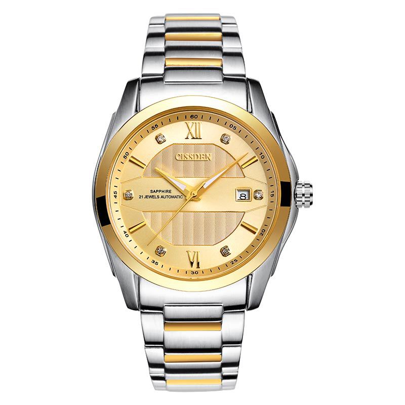 瑞士机械表男士真品机械表 金表男款金色 商务简约男士手表高货