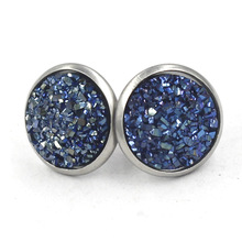 12MM不锈钢满天星耳钉DIY晶簇耳饰欧美新款  Stud Earrings