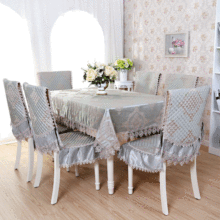 2018款中式餐桌布餐椅套椅垫布艺套装现代简约蕾丝茶几桌布餐椅垫