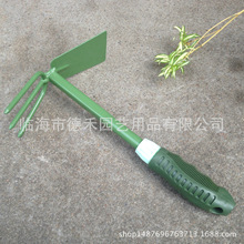 二用锄头 家庭园艺工具 防滑塑柄 绿色喷塑铁锄