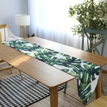 龟背竹桌旗北欧清新植物餐桌布电视柜茶几桌布台布盖巾桌旗