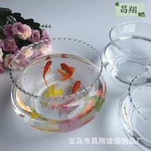 透明玻璃圆形花边鱼缸 乌龟金鱼缸水培玻璃花瓶 生态迷你花边鱼缸