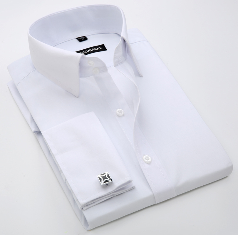 Supply Spring French Cufflinks Shirt Men's Long Sleeve Slim Fit