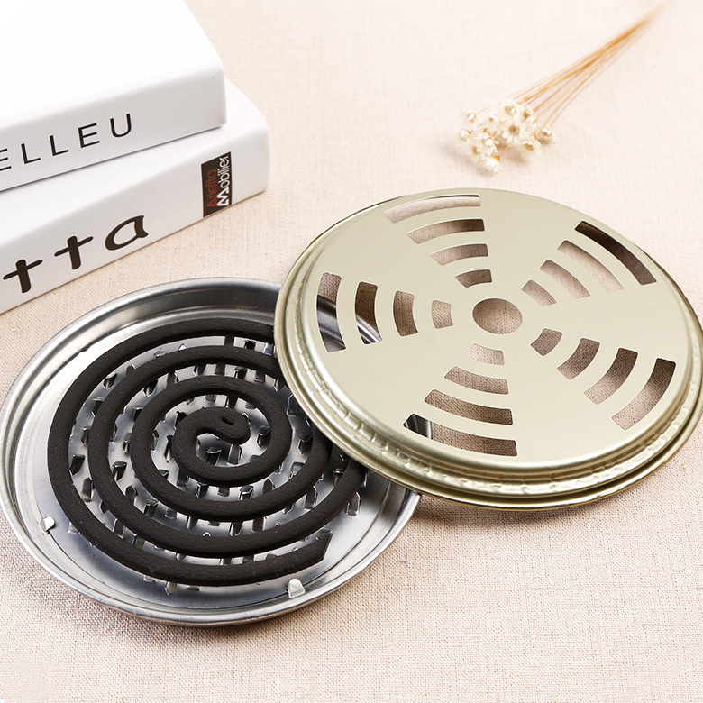 Stainless Steel Mosquito Repellent Box Portable Outdoor with Cover Mosquito Repellent Box Mosquito Coil Seat Mosquito-Repellent Incense Tray