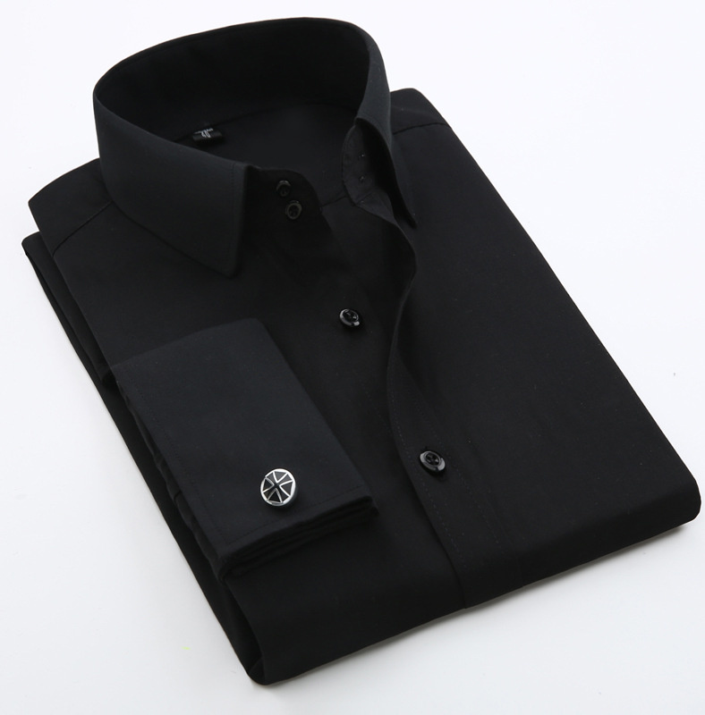 Supply Spring French Cufflinks Shirt Men's Long Sleeve Slim Fit