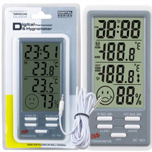 新款温湿度计 大屏幕数字显示温湿度表 带报警功能时钟日历DC803
