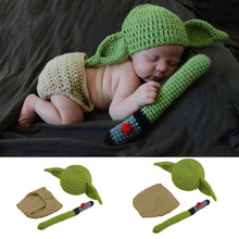 儿童动漫尤达宝宝大师婴儿创意照相服装欧美手工编织帽拍照道具