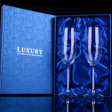 厂家直销创意带钻香槟杯高脚杯水晶玻璃红酒杯套装婚庆礼品批发
