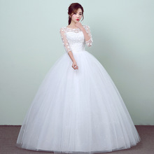 厂家直供新款抹胸婚纱白色公主新娘礼服中袖蕾丝气质抹胸婚纱