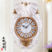 美式大象客厅钟表创意挂钟复古欧式静音装饰石英摆钟田园壁钟批发