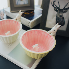 可爱碗具套装家用日式陶瓷餐具创意宠物碗陶瓷碗套装批发甜品碗