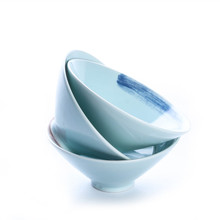 5/6寸斗笠喇叭紫外线瓷碗日式拉面碗米线碗抹茶泡面碗加印logo