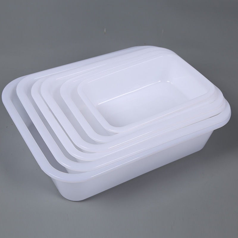 白色塑料方盒长方形无盖收纳盒工具零件盆 塑料白色冰盘冷冻盆
