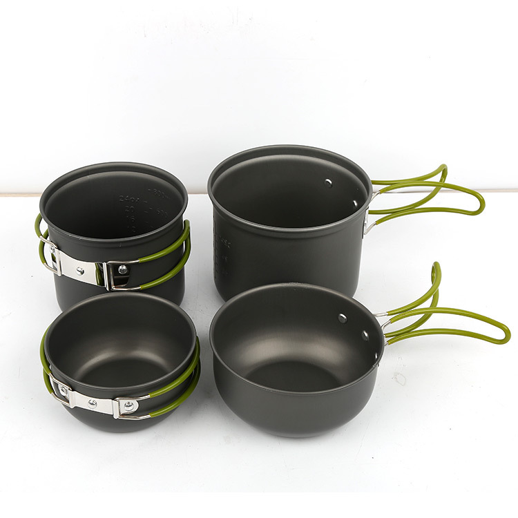 Factory Sales 1-2 People Camping Hard Alumina Pot Outdoor Picnic Pot Combination Cookware Set Ds201