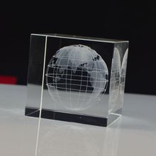 源头厂商直供3D水晶激光内雕地球 方体厂家批发水晶工艺品礼品