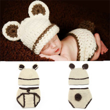 2020小兔子造型婴儿针织套装 小熊针织手工毛线帽子 摄影道具