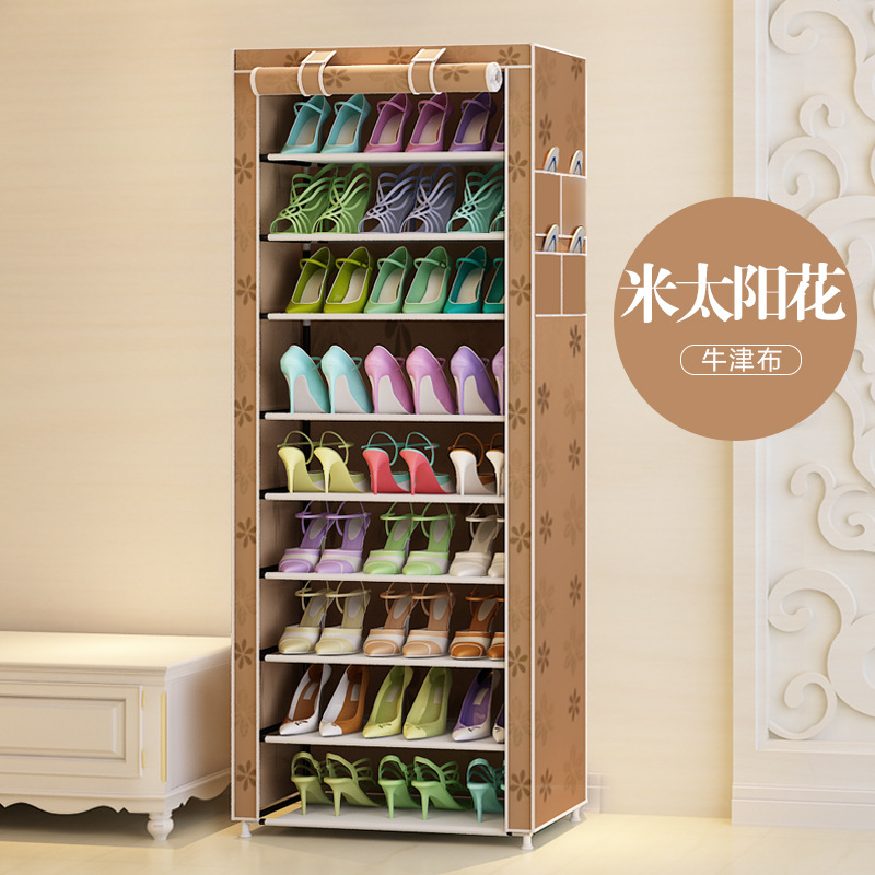 Simple Shoe Rack Multi-Layer Steel Tube Assembly Dust Belt Door Space Saving Dormitory Storage Ultra-Thin Small Apartment Shoe Cabinet Wholesale