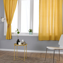 55*85 成品窗帘棉麻几何黄色半遮光亚麻客厅卧室窗简约现代