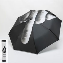 21英寸热转印搞怪竖中指伞德国创意潮流纸筒三折学生鄙视雨伞