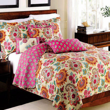 跨境亚马逊ebay床上用品纯棉绗缝被复古空调夏凉被夏季床盖三件套