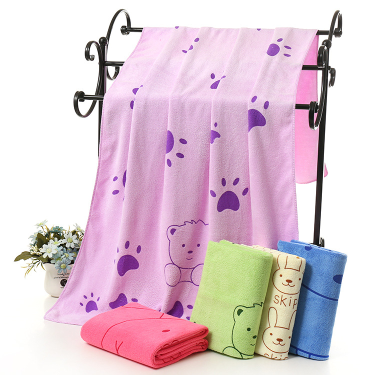 Microfiber Bath Towel Factory Wholesale Rabbit Head Beach Towel 70*140 Soft Absorbent Cartoon Printed Bath Towel