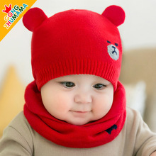 2020韩版胎帽 宝宝帽子棉线帽 婴儿帽子秋冬 童帽 帽子围脖两件套