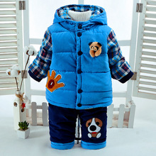 2024冬装男童套装1-4岁男宝宝加绒加厚手掌小狗两件套儿童保暖服