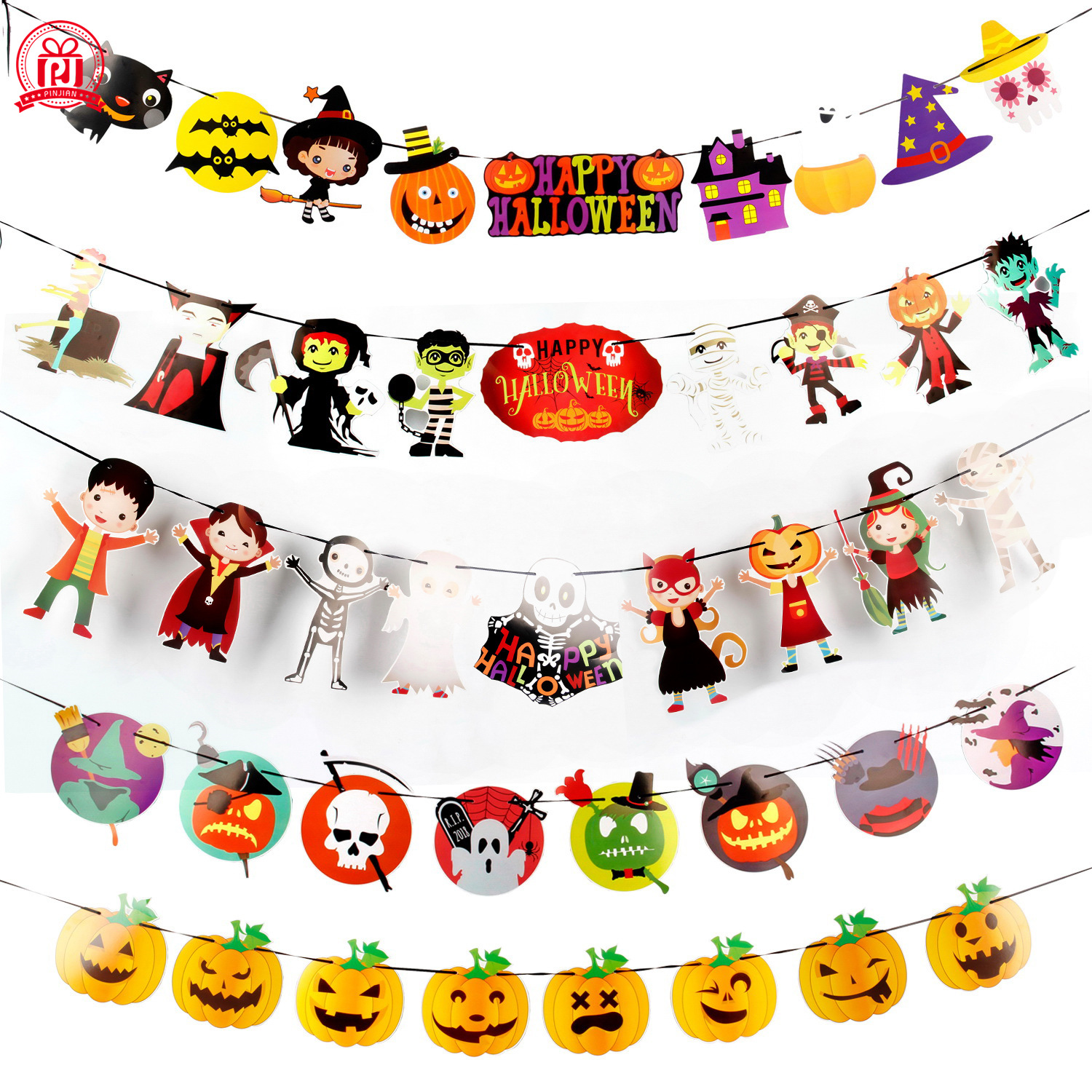 Pinjian Halloween Decoration Paper Hanging Flag Mall Bar KTV Decoration Supplies Halloween Hanging Flag Wholesale