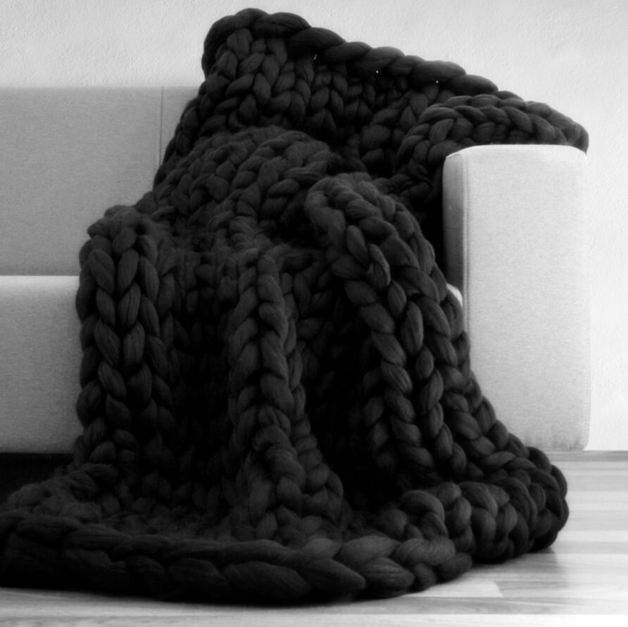 New Super Coarse Yarn Blanket Arm Knitted Blanket Hand-Woven Wool Blanket Sofa Iceland Yarn Cover Blanket