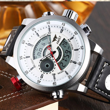 钟表批发AMST爆款电子手表防水皮带手表多功能日历石英表一件代发