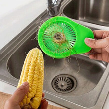 炫彩实用便携式玉米须清洁刷 塑料果蔬清洁器 手动洗菜器 4色跨境