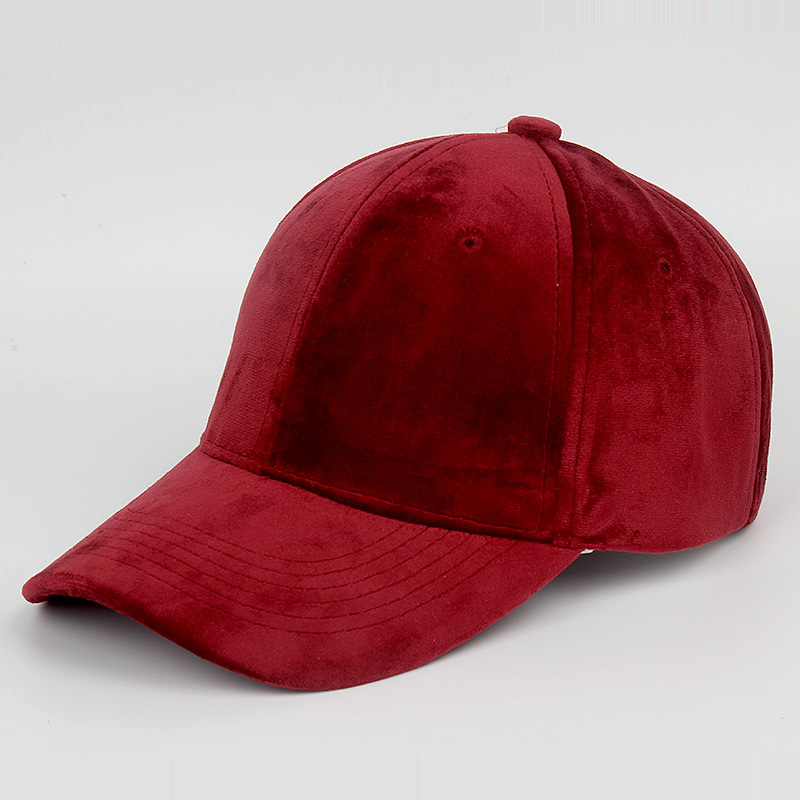 Korean Style New Velvet Velvet Light Board Solid Color Curved Brim Baseball Peaked Hat Autumn and Winter Thickening Embroidered Peaked Cap